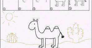 Aprendo a dibujar para niños - Un camello en el desierto