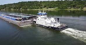 Towboats on the Ohio River - Three different tows