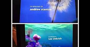 A Bug’s Life Finding Nemo full screen credits