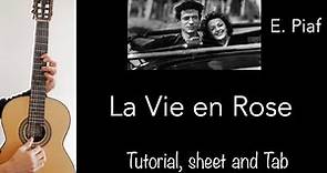 La vie en rose (Edith Piaf), Guitar lesson, sheet and Tab