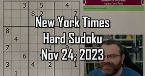 NYT Hard Sudoku Walkthrough | November 24, 2023