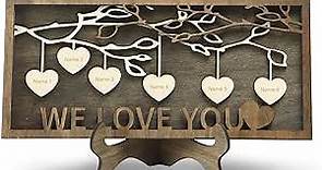 Personalized Wooden Family Tree Plaque with Engraved Names for Mom