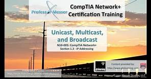 Understanding Unicast, Multicast, and Broadcast - CompTIA Network+ N10-005: 1.3