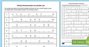 Filling in Missing Numbers on a Number Line to 20 Worksheet
