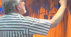 Rolf Harris paints giant picture at Birmingham art gallery