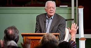 President Jimmy Carter 'said a prayer' and is 'at ease' with death during church service
