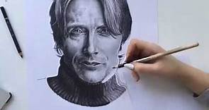 Let's Draw Mads Mikkelsen - Realistic Timelapse Drawing