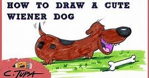 How to draw a cute wiener dog