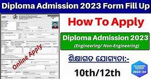 Diploma Admission 2023 Odisha Form Fill Up// How to Apply Diploma Admission Online 2023 Odisha