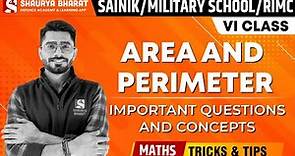 Class 6th 🔴Area and Perimeter- MATHS SAINIK, MILITARY SCHOOL/RIMC | by Sanjay sir
