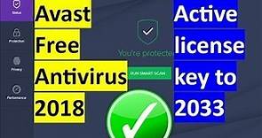 Avast Free Antivirus 2018 active license key to 2033