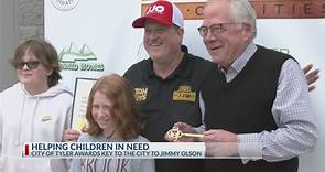 Jimmy Olson receives Tyler's key to the city for 25 years of advocating for children in need