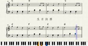 生日快樂 鋼琴動態樂譜 初級簡易版 piano Sheet Music