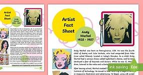 Artist Fact Sheet Andy Warhol