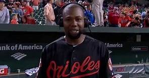 Alejandro De Aza chats after the O's sweep a doubleheader against the Yankees