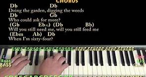 When I'm Sixty-Four (The Beatles) Piano Lesson Chord Chart in Db with Chords/Lyrics