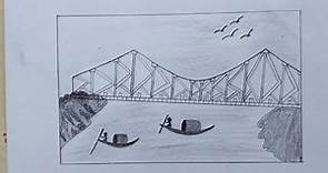 How to draw Howrah bridge Kolkata// pencil sketch of Kolkata Howrah bridge//