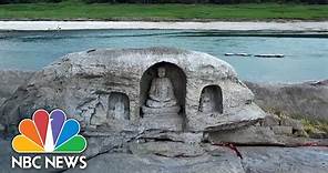 Receding Waters Of China's Yangtze River Reveals Ancient Buddhist Statues