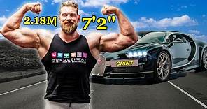 does THE TALLEST BODYBUILDER 2.18M/7'2" FIT in a SUPERCAR? | THE DUTCH GIANT