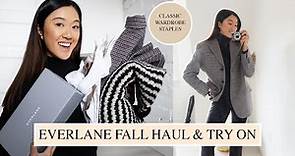 EVERLANE FALL HAUL & TRY ON: Classic Wardrobe (Basics, Sweaters, Denim, Shoes)
