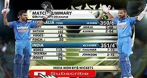 India Again Chase Down 351-4 - India vs Australia 6th ODI Highlights 2013