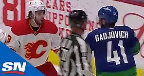 Jonah Gadjovich Fights Connor Mackey In His NHL Debut After Mackey Lays Dangerous Hit On Highmore