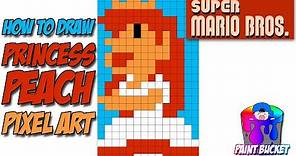 How to Draw Princess Peach - Super Mario Bros Pixel Art Drawing Tutorial