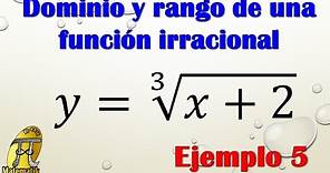 Dominio y rango de una función irracional | Función radical | Ejemplo 5