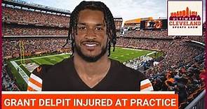 Browns Safety Grant Delpit sustains arm injury during collision at Cleveland Browns practice.