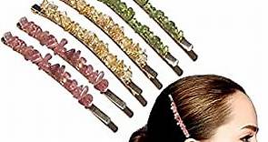 Crystal Hair Pins Gemstone Jeweled Bobby Pin Decorative Hair Accessories for Women Girl Citrine Olivine Strawberry Quartz Set of 6
