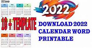 DOWNLOAD 2022 CALENDAR WORD PRINTABLE | FREE