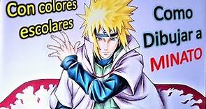 Como Dibujar y PINTAR a MINATO (colores escolares) How to draw MINATO 4to HOKAGE from Naruto