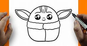 Cómo Dibujar a Baby Yoda Kawaii Paso a Paso FÁCIL