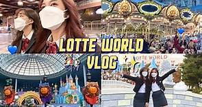 🎡 lotte world vlog. เที่ยวลอตเต้เวิลด์กับเพื่อนสนิทคนเกาหลี/ใส่ชุดนักเรียน/ธีมฮาโลวีน! | Babyjingko