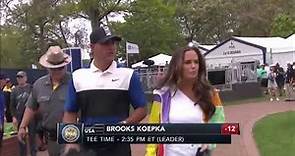 Brooks Koepka rejects kiss from girlfriend Jena Sims on live TV leaving her embarrassed 5-19-19