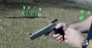 A proper 1911 grip for better accuracy (thumbs forward)