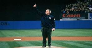 President Bush throws the first pitch of Game 3 of the 2001 World Series