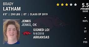 Brady Latham 2019 Offensive Tackle Arkansas