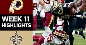 Redskins vs. Saints | NFL Week 11 Game Highlights