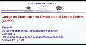 Artículos 178 y 179 del Código de Procedimientos Civiles para el Distrito Federal (CDMX)