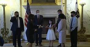 Sabina Matos takes the oath of office to become lieutenant governor of Rhode Island.