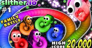 SLITHER.IO #1: 6 Player FGTEEV Family Battle! 20k High Score Snake! (Worms Grow Up Fast!)