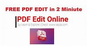 How to Edit PDF online Free | www.sejda.com