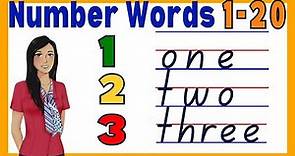 1-20 Number Names in English Spelling Learn The Number Words Quick Lesson for Kids