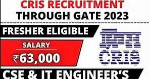 CRIS Recruitment Through GATE 2023 | CSE & IT | PSU Recruitment Through GATE 2023 for CSE & IT