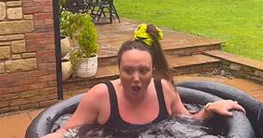 Charlotte Crosby suffers an embarrassing accident as she screams throughout her first ever ice bath in the pouring rain