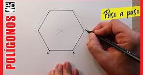Cómo Dibujar un Hexágono a partir del Lado con Compás sobre papel. Polígono de 6 lados paso a paso.