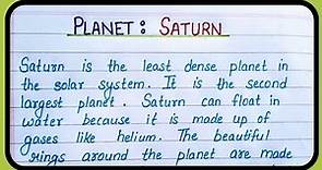 Essay on Planet: Saturn, About planet Saturn, Solar system planet Saturn, 6th planet