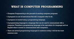 Computer Programming 1 - Introduction to computer programming (For the absolute beginner)