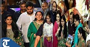 Mumbai: Mukesh Ambani, wife Neeta Ambani with family members offer prayers at Lalbaugcha Raja